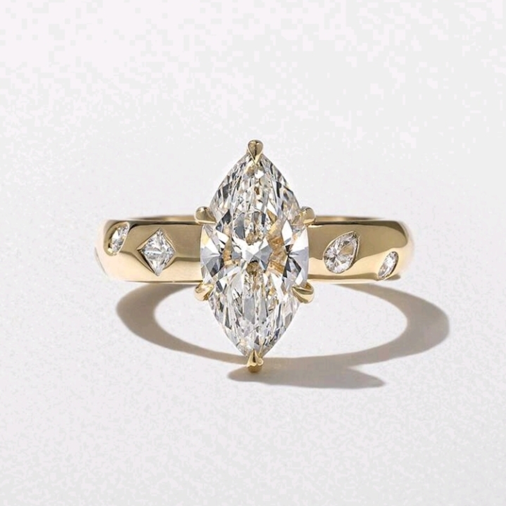 SS 925 Elegant Gold Zirconia Ring